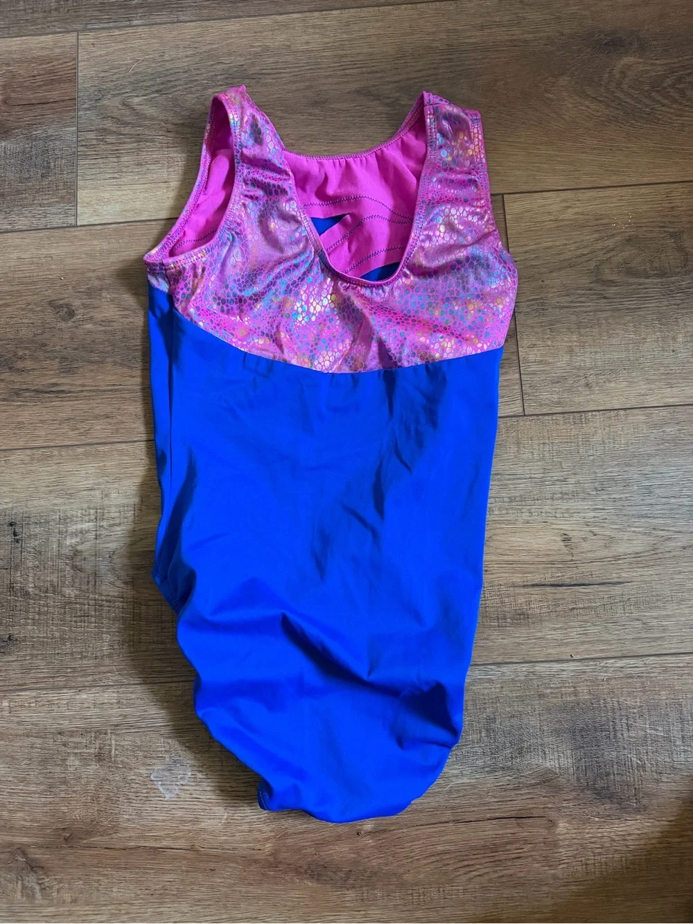 GK Girls' Royal Blue and Pink One-Piece Leotard size youth Large